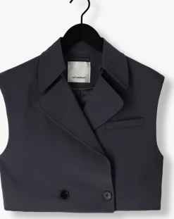 blauwe co'couture gilet vola crop waistcoat
