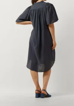 blauwe co'couture midi jurk callum volume dress