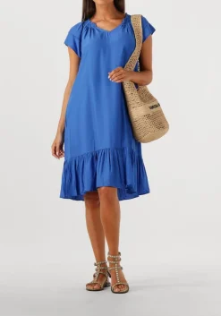 blauwe co'couture mini jurk sunrise cropped dress