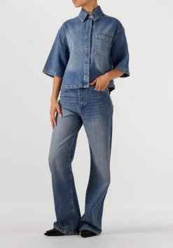 blauwe dante6 blouses daisy rhinestone denim shirt