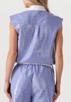 blauwe dante6 blouses roseny embellished stripe shirt