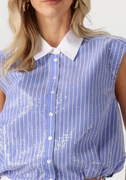 blauwe dante6 blouses roseny embellished stripe shirt