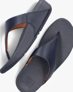 blauwe fitflop slippers lulu leather toe-post