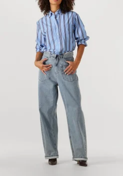 blauwe haute l'amitié blouses button down stripe shirt