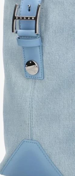 blauwe hogan handtas script media embossed