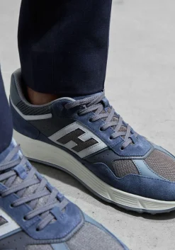 blauwe hogan sneakers mesh combi runner
