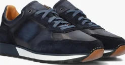 blauwe magnanni lage sneakers combi runner