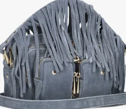blauwe núnoo schoudertas helena fringe suède