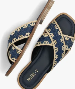 blauwe notre-v slippers 23172