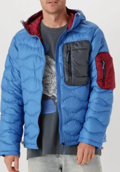 blauwe peak performance gewatteerde jas helium utility down hood jacket men