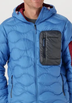 blauwe peak performance gewatteerde jas helium utility down hood jacket men