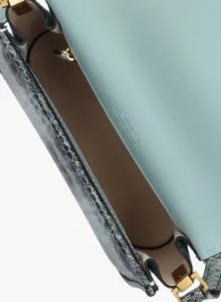 blauwe pinko schoudertas love box bag fl mini pelle