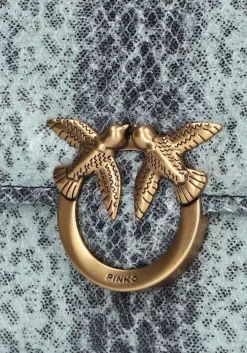 blauwe pinko schoudertas love box bag fl mini pelle