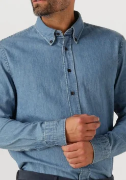 blauwe profuomo casual overhemd shirt bttn down rlx denim