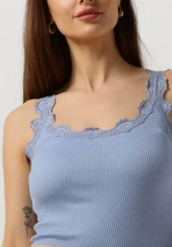 blauwe rosemunde top silk top w/ lace