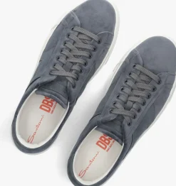 blauwe santoni lage sneakers velvet sneaker