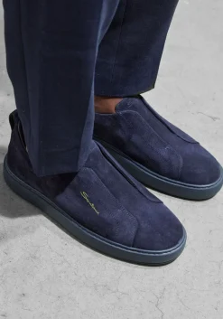 blauwe santoni lage sneakers 21995