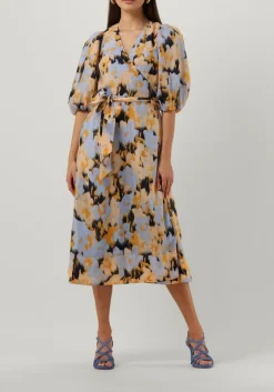 blauwe second female midi jurk marigold wrap dress