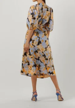 blauwe second female midi jurk marigold wrap dress