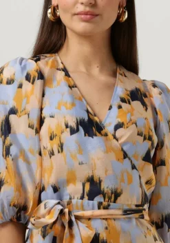 blauwe second female midi jurk marigold wrap dress