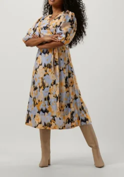 blauwe second female midi jurk marigold wrap dress