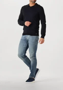 blauwe stefano lauran lage sneakers sl124h600