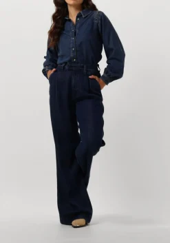 blauwe summum blouses denim blouse lightweight cotton tencel