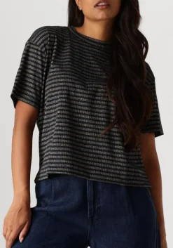 blauwe summum top shortsleeve top lurex rib stripe