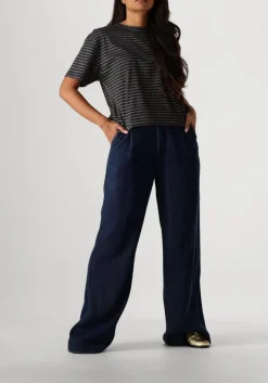 blauwe summum top shortsleeve top lurex rib stripe