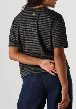 blauwe summum top shortsleeve top lurex rib stripe