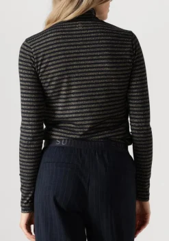 blauwe summum tops & t-shirts turtle neck top lurex rib stripe
