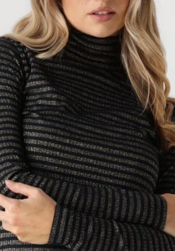 blauwe summum tops & t-shirts turtle neck top lurex rib stripe