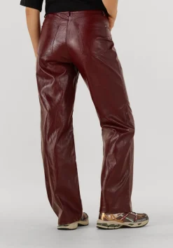 bordeaux alix the label straight leg jeans faux leather pants