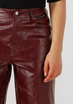 bordeaux alix the label straight leg jeans faux leather pants