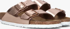 bronzen birkenstock slippers arizona met shine