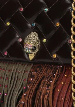 bronzen kurt geiger london schoudertas lg kensington fringe