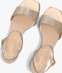 bronzen unisa sandalen met hak kirk