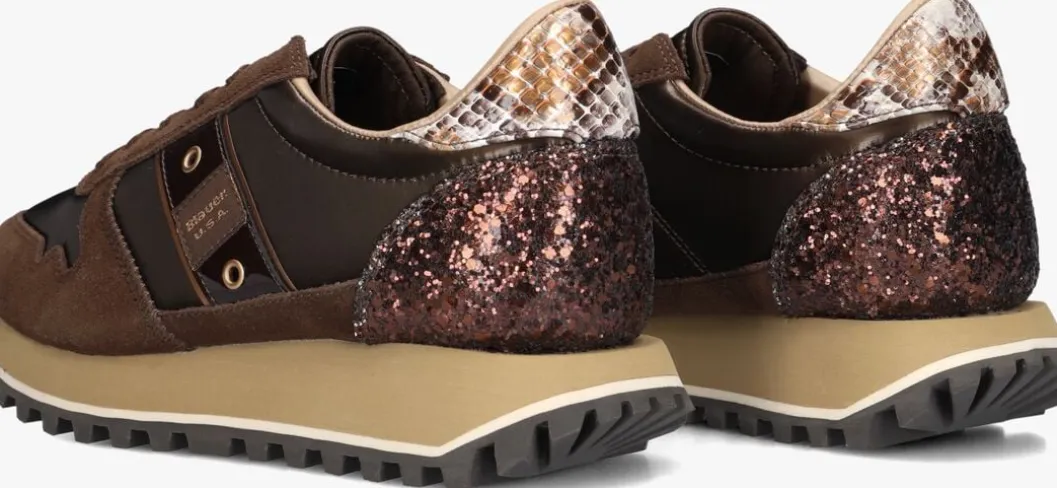 bruine blauer lage sneakers millen03