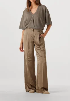 bruine dante6 broeken jules satin smart pants