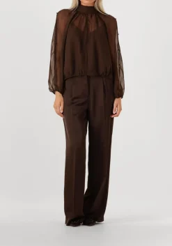 bruine dante6 wijde broek jules satin pants