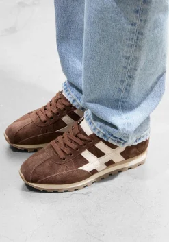 bruine hogan lage sneakers h671 allacciato