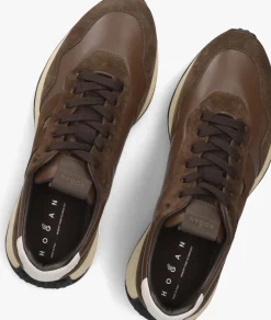 bruine hogan lage sneakers h601 allacciato h patch