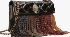 bruine kurt geiger london schoudertas mini kensington fringe