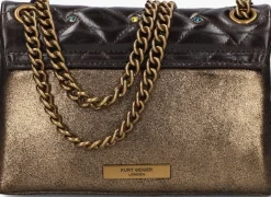 bruine kurt geiger london schoudertas mini kensington fringe