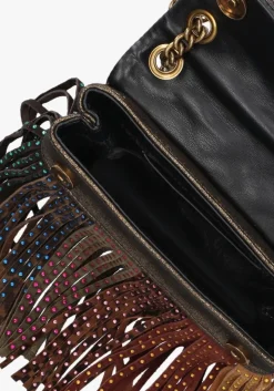 bruine kurt geiger london schoudertas mini kensington fringe