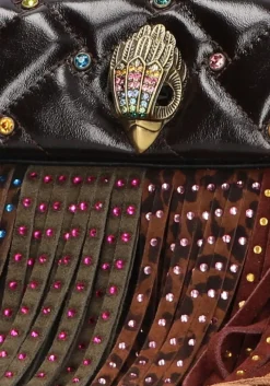 bruine kurt geiger london schoudertas mini kensington fringe