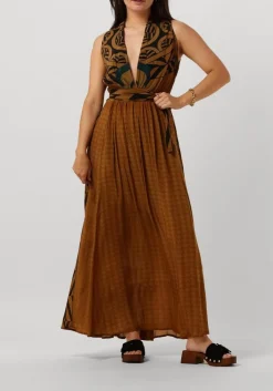 bruine mes demoiselles maxi jurk muse
