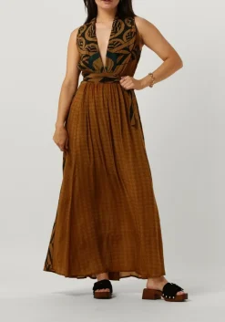 bruine mes demoiselles maxi jurk muse