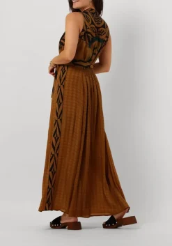 bruine mes demoiselles maxi jurk muse