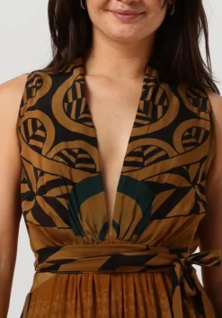 bruine mes demoiselles maxi jurk muse